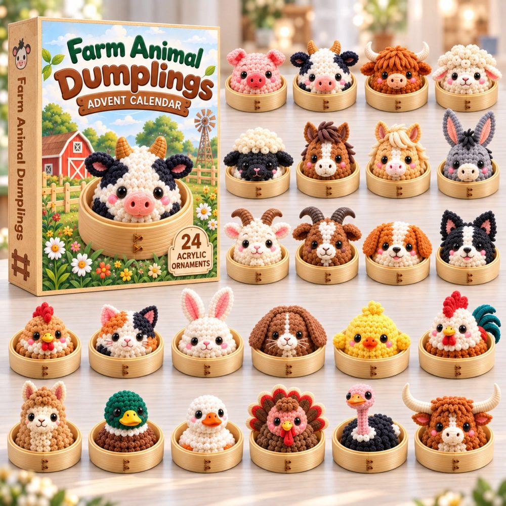 Farm Animal Dumpling Harvest Countdown 2026 — 24-Day Advent Calendar With Barnyard Acrylic Charms, Kid-Friendly Gift