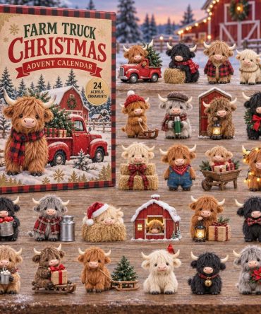 Farm Truck Holiday Countdown Calendar - 24-Day Christmas Advent With 24 Acrylic Charms, Rustic Kids Gift & Decor