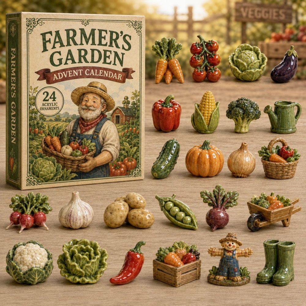 Farmer Garden Holiday Countdown 2026 — 24-Day Rustic Farm Advent With Acrylic Garden Charms, Perfect Gift For Gardeners & Farmhouse Fans