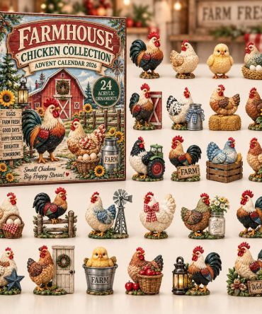 Farmhouse Chicken 2026 Rustic Holiday Countdown — 24-Day Country Chicken Advent Calendar With Acrylic Charms, Charming Kitchen Decor Gift