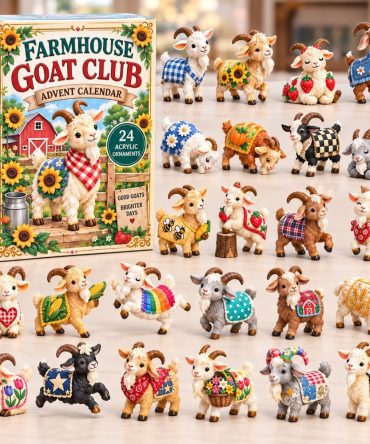 2026 Farmhouse Goat Club Countdown — 24-Day Rustic Advent Display With Charming Acrylic Goat Charms, Cute Holiday Gift For Animal Fans