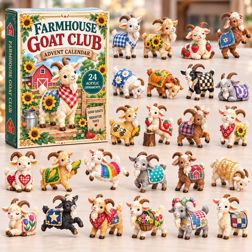 2026 Farmhouse Goat Club Countdown — 24-Day Rustic Advent Display With Charming Acrylic Goat Charms, Cute Holiday Gift For Animal Fans