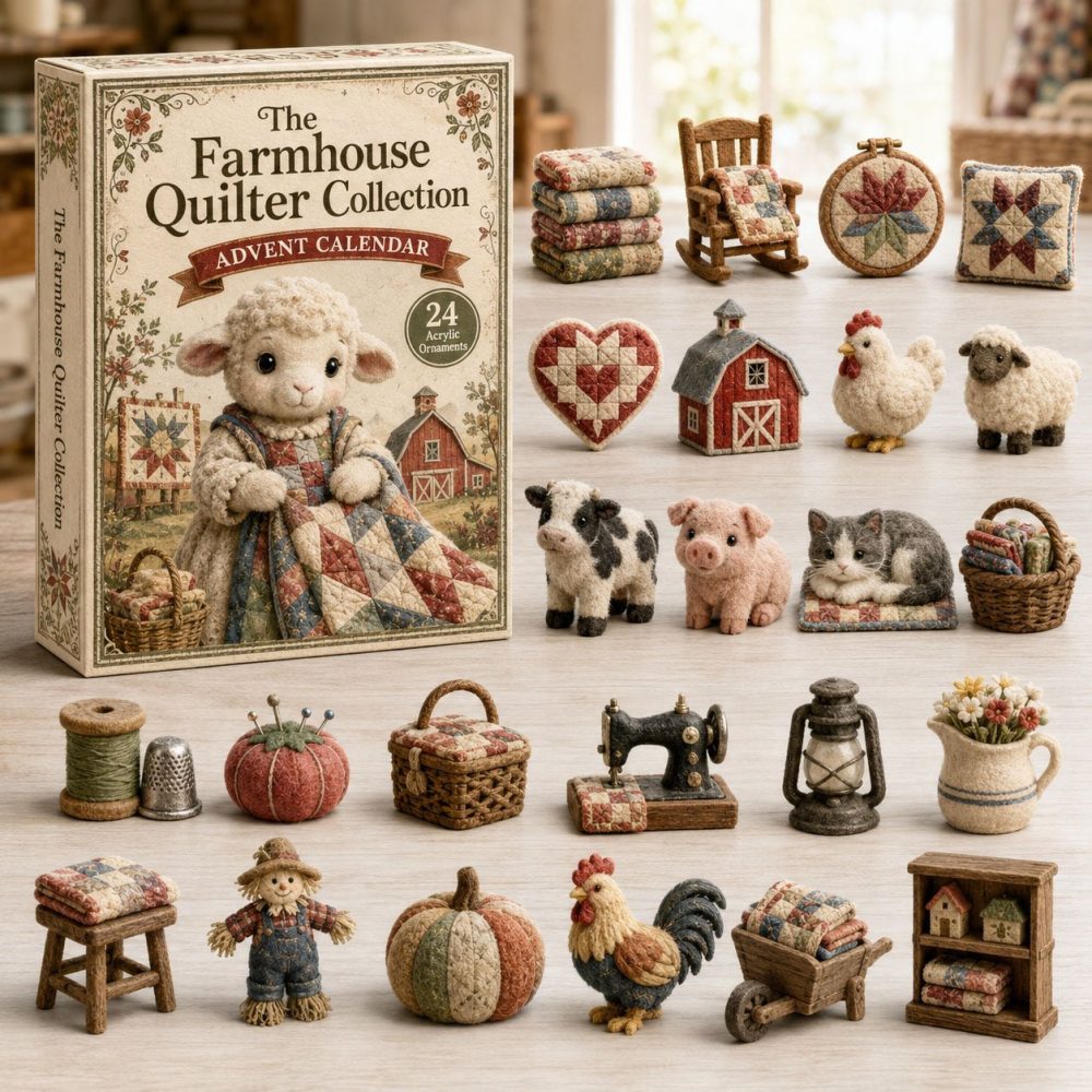 Farmhouse Quilting Holiday Countdown 2026 — 24-Day Rustic Quilter Advent With Acrylic Quilting Charms, Charming Gift For Sewists