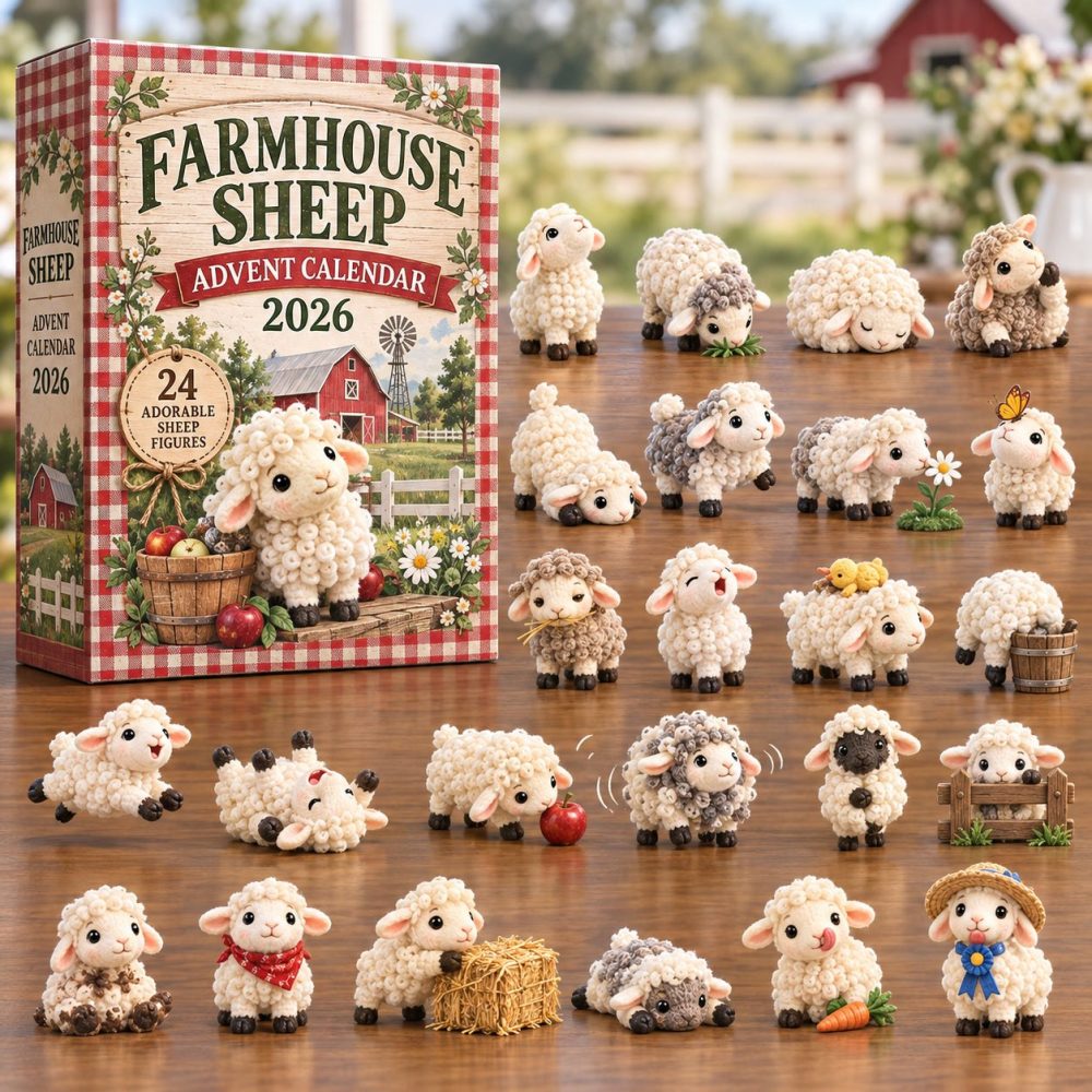 Farmhouse Sheep Advent Calendar 2026 — 24-Day Rustic Acrylic Charm Set With Cozy Sheep Motifs For Country Holiday Decor & Gifts