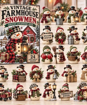 Farmhouse Snowman Advent Calendar 2026 — 24-Day Rustic Christmas Countdown With Acrylic Charm Ornaments, Cozy Country Decor