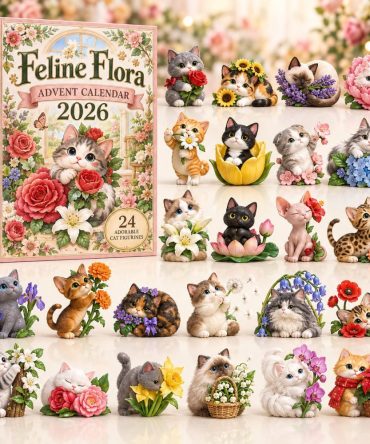 Feline Flora Advent Calendar 2026 — 24-Day Floral Cat Acrylic Charm Set For Cat Lovers, Botanical Holiday Countdown Gift