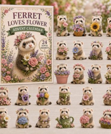 2026 Ferret & Flower Countdown — 24-Day Acrylic Charm Advent Calendar, Floral-Themed Pet Gift For Ferret Lovers