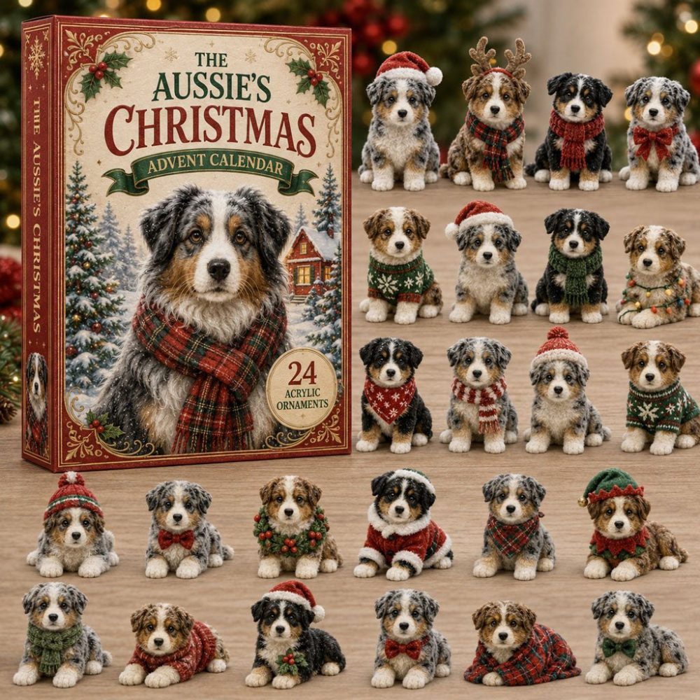 Australian Shepherd Holiday Countdown 2026 — 24-Day Festive Advent With Acrylic Dog Charms, Perfect Gift For Aussie Owners & Fans