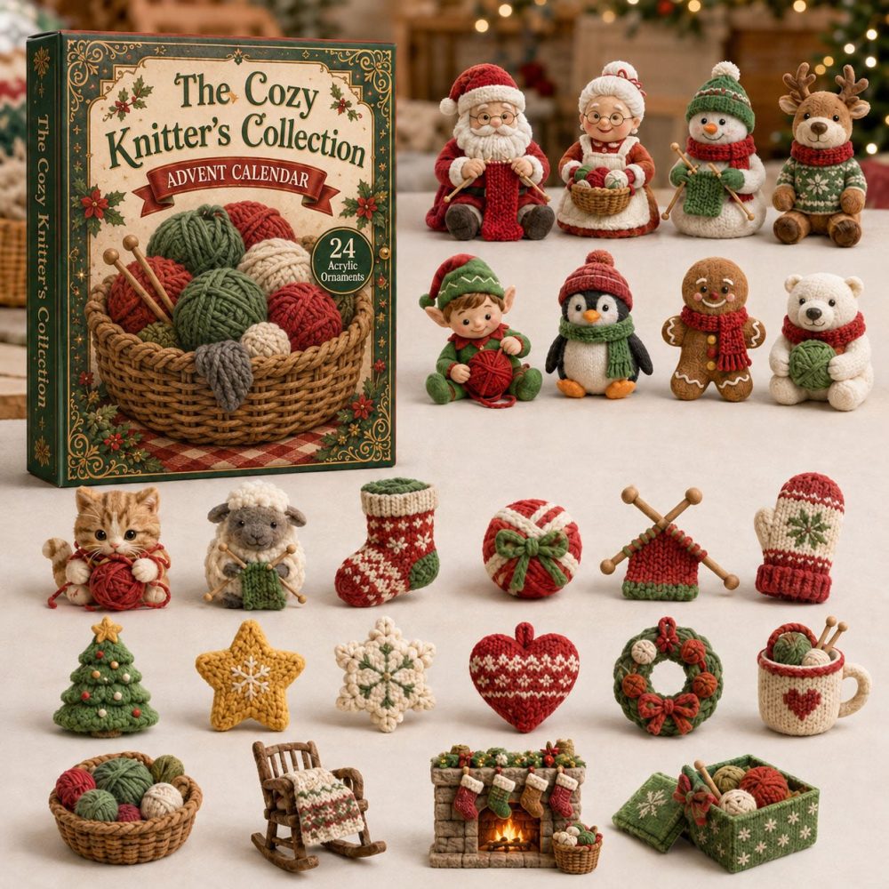 Festive Knits Holiday Countdown 2026 — 24-Day Cozy Advent With Acrylic Knitting Charms, Ideal Gift For Yarn Lovers & Makers