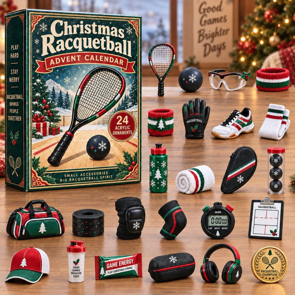 24-Day Holiday Countdown Calendar With 24 Acrylic Charms — Festive Racquetball Edition, Unique Gift For Racquetball Fans 2026