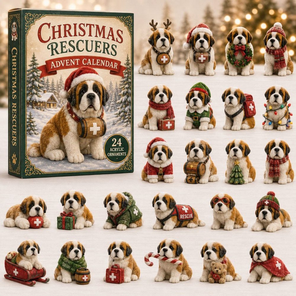 Saint Bernard Holiday Countdown 2026 — 24-Day Festive Dog Advent With Adorable Acrylic Charms, Heartwarming Gift For Dog Lovers
