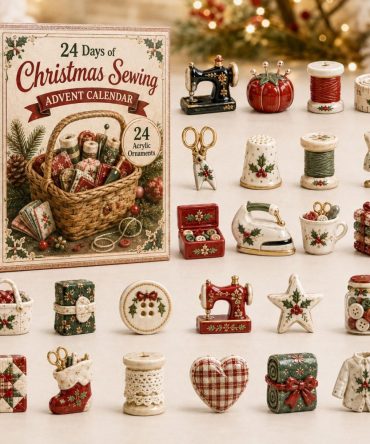 Festive Sewing Advent 2026 — 24-Day Stitching Countdown With Charming Acrylic Sewing Charms, Ideal Gift For Quilters & Crafters