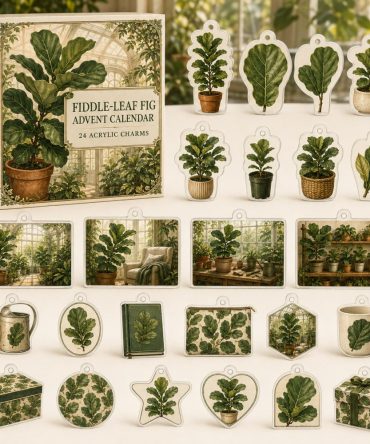 Fiddle-Leaf Fig 24-Day Acrylic Charm Holiday Countdown - Plant Lover Gift, Mini Charms & Home Decor