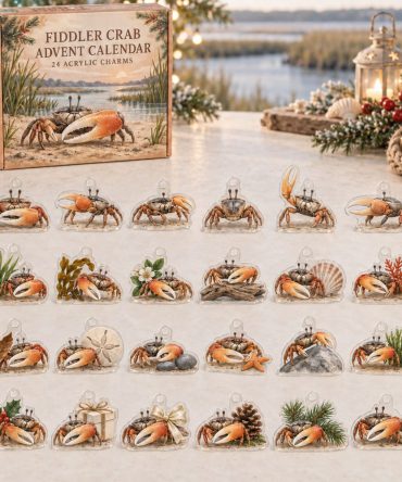 Fiddler Crab Mini Advent Calendar — 24 Cute Acrylic Crab Charms, Coastal-Themed Countdown Set, Perfect Stocking Stuffer For Beach Fans