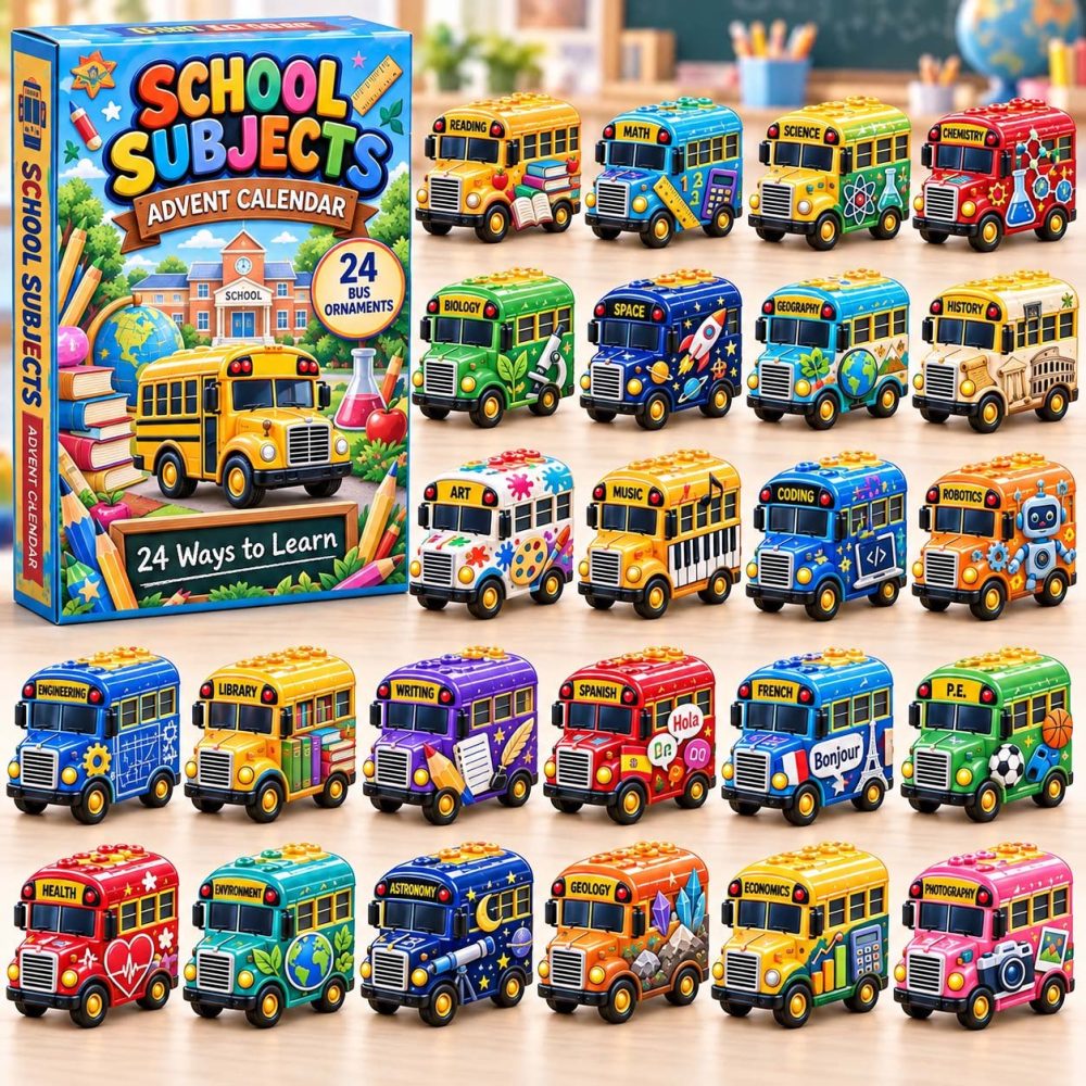 2026 Field Trip Adventure Advent Countdown — 24-Day Collectible Acrylic Charms Calendar, Fun School-Themed Holiday Gift
