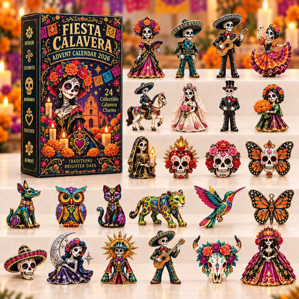 Fiesta Calavera 2026 Holiday Countdown Calendar — 24-Day Acrylic Charm Advent With Day-Of-The-Dead Skull Collectibles