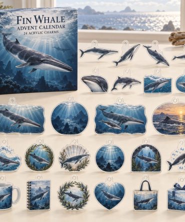 24-Day Fin Whale Acrylic Charm Advent Countdown — Premium Ocean-Themed Holiday Calendar Gift Set For Whale Collectors