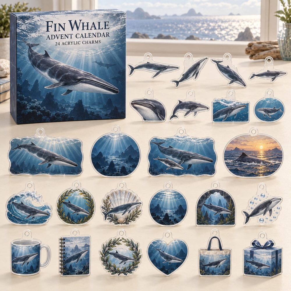24-Day Fin Whale Acrylic Charm Advent Countdown — Premium Ocean-Themed Holiday Calendar Gift Set For Whale Collectors