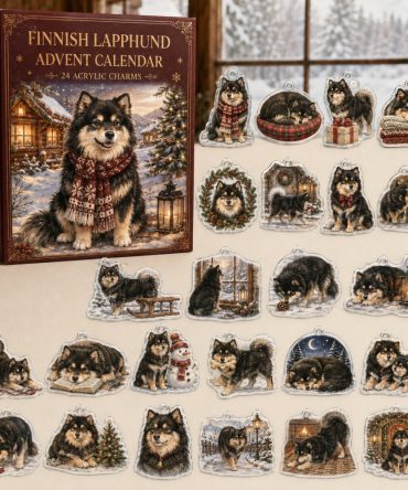 Finnish Lapphund Holiday Countdown Calendar - 24 Acrylic Arctic Spitz Charms, Festive Gift For Lapphund Fans