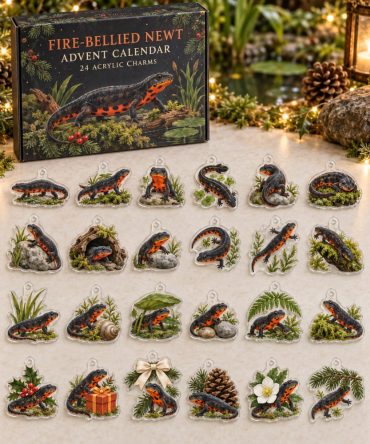 Premium Holiday Countdown Set — 24 Collectible Fire-Bellied Newt Acrylic Charms , Gift, Keychains, Stocking Stuffers
