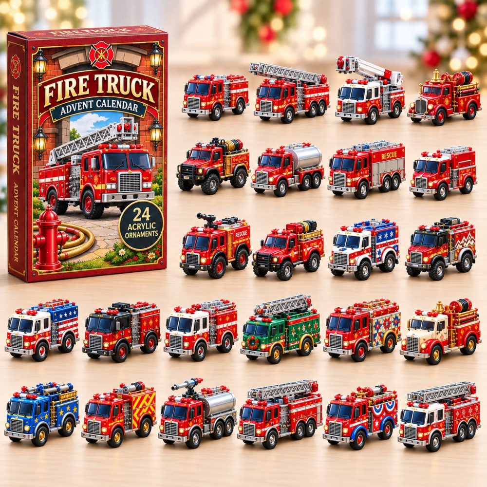 Fire Truck Kids Advent Calendar — 24-Day Rescue Vehicle Countdown With Collectible Acrylic Charms For Little Firefighters