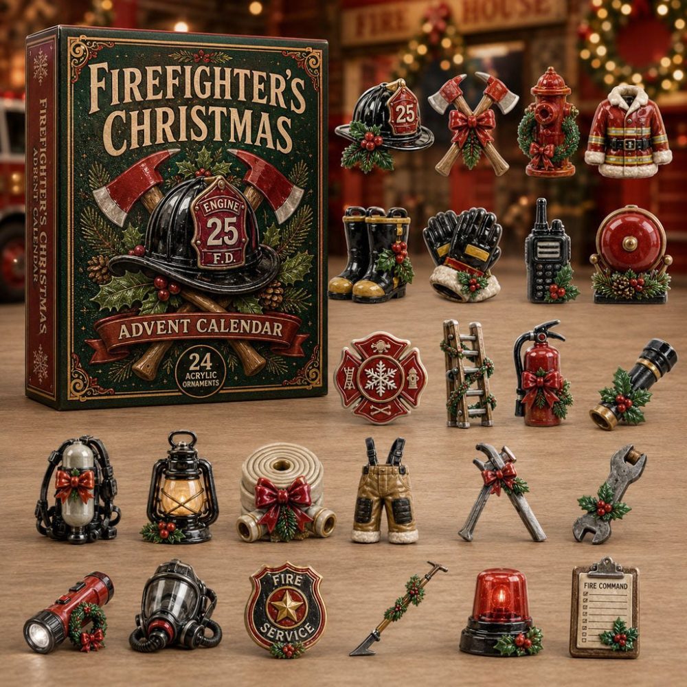 Firefighter Christmas 2026 Advent Calendar — 24 Festive Acrylic Charms, Holiday Tribute To Brave First Responders