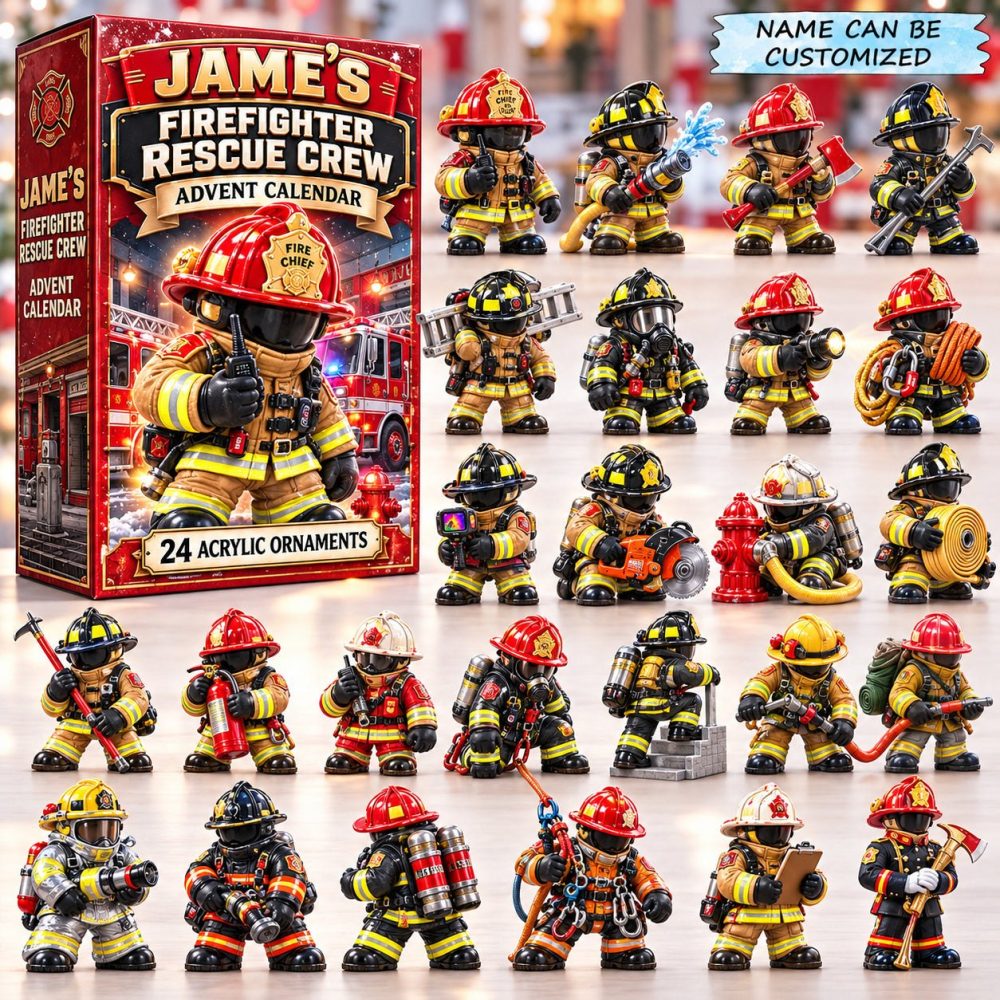 2026 Firefighter Crew Advent Calendar - 24-Day Acrylic Charm Countdown, Team Rescue-Themed Holiday Gift Box For Firefighter Fans