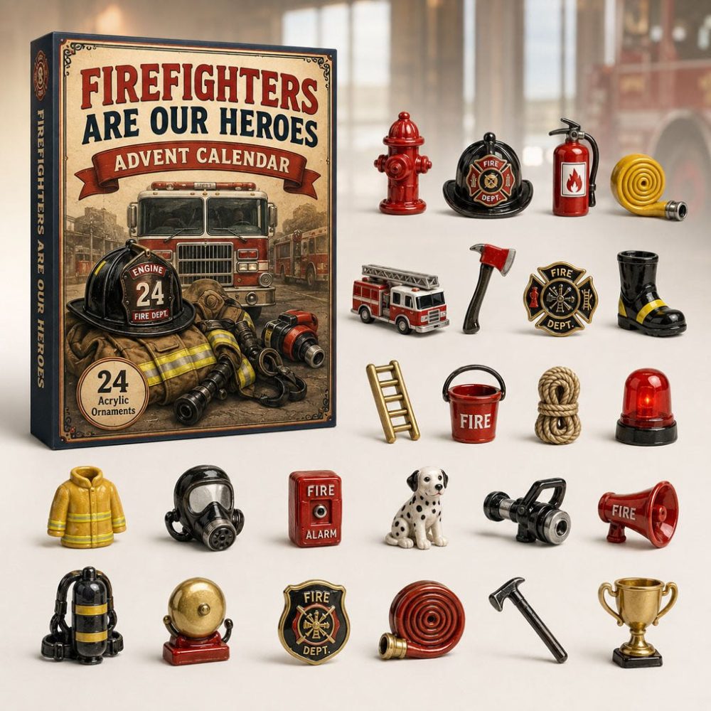 Firefighter Heroes 2026 Advent Calendar — 24-Day Countdown With Action Acrylic Charms, Tribute Gift For Firefighters