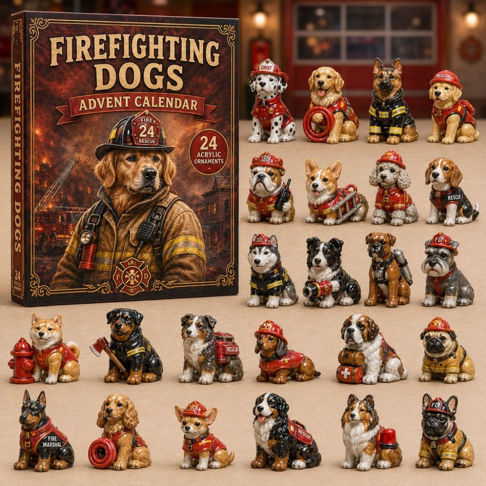 Firefighting Dogs 2026 Advent Calendar — 24-Day Countdown With Brave K9 Acrylic Charms, Gift For Kids & First Responder Fans