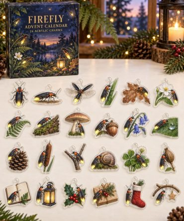 Firefly Glow Holiday Countdown — 24 Delicate Acrylic Firefly Charms, Magical Nightlight-Themed Advent Gift For Nature Lovers