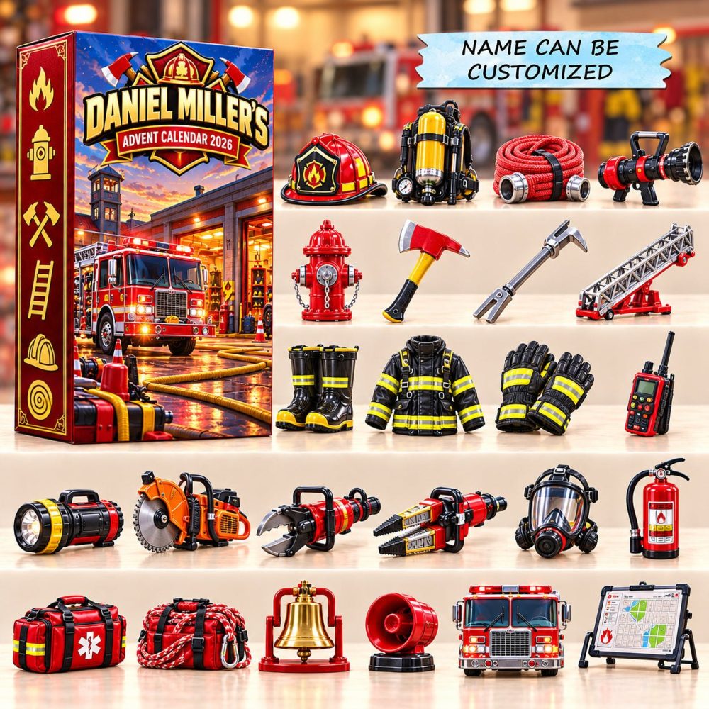 2026 Firehouse Gear Countdown Calendar – 24-Day Acrylic Charms, Firefighter-Themed Ornaments For Kids & First Responder Gifts