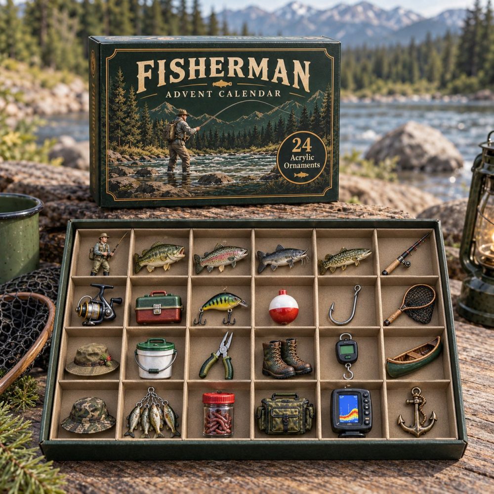 Fisherman Legacy 24-Day Collectible Advent Calendar 2026 — Acrylic Fishing Charm Countdown For Anglers & Keepsake Gift