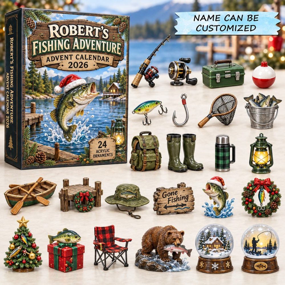 2026 Fly Fishing Adventure Countdown - 24-Day Acrylic Charm Advent Calendar, Stream & Wader-Themed Gift For Anglers