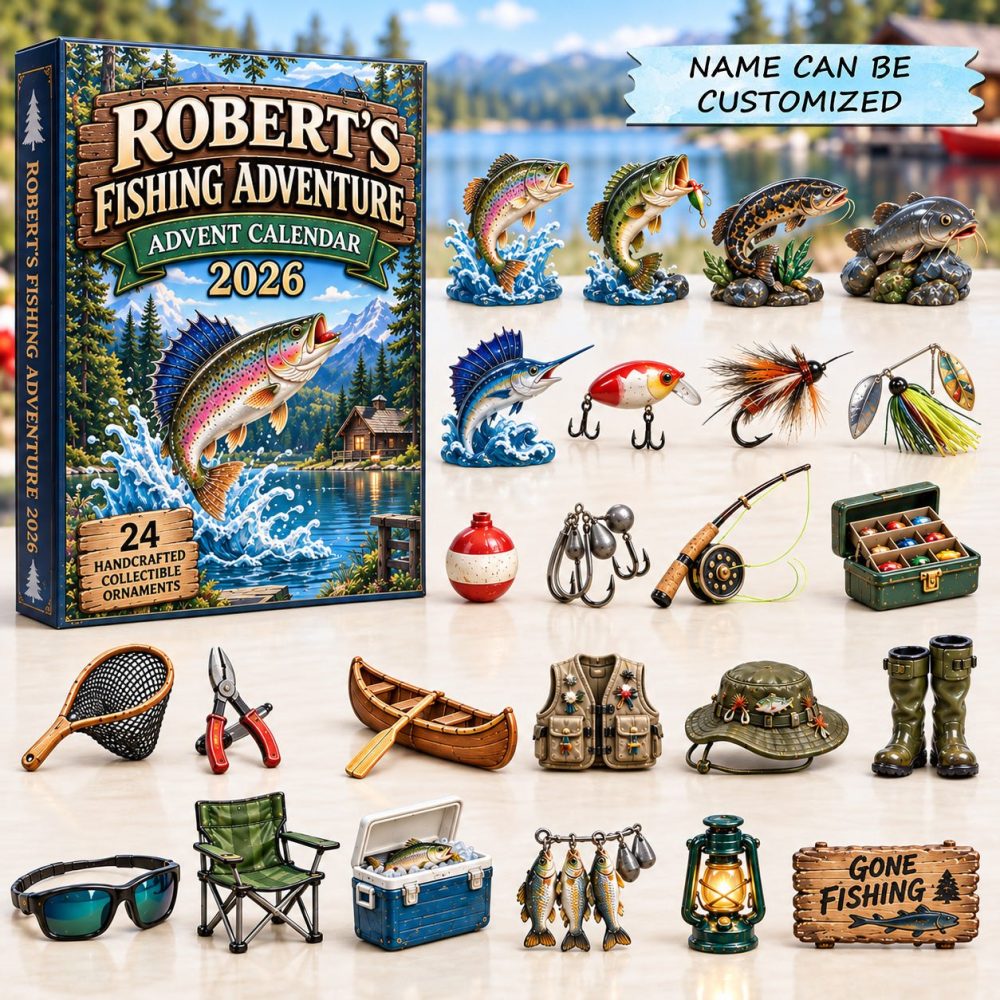 2026 Coastal Saltwater Fishing Countdown - 24-Day Acrylic Charm Advent Calendar, Boat & Tackle Holiday Gift For Anglers