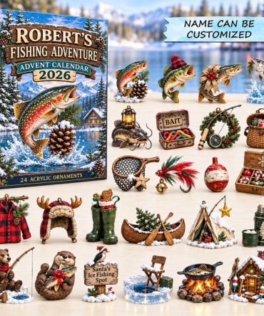 2026 Ice Fishing Trout Cabin Countdown - 24-Day Acrylic Charm Advent Calendar, Rustic Lakehouse Gift For Ice Anglers