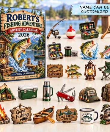 2026 Anglers Fishing Adventure Countdown - 24-Day Acrylic Charm Advent Calendar, Tackle & Lake-Themed Holiday Gift