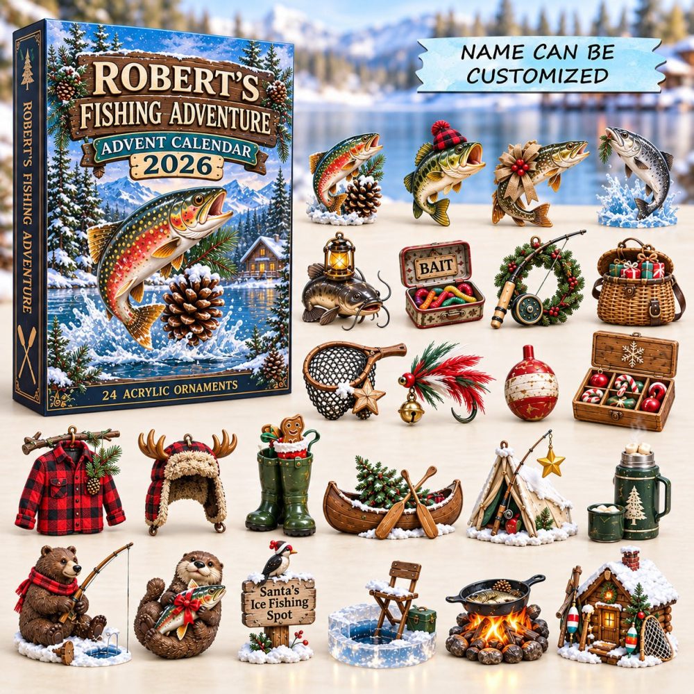 Fishing Adventure Holiday Countdown — 24 Acrylic Fishing Charms, Outdoorsy Advent Calendar & Gift For Kids And Anglers 2026