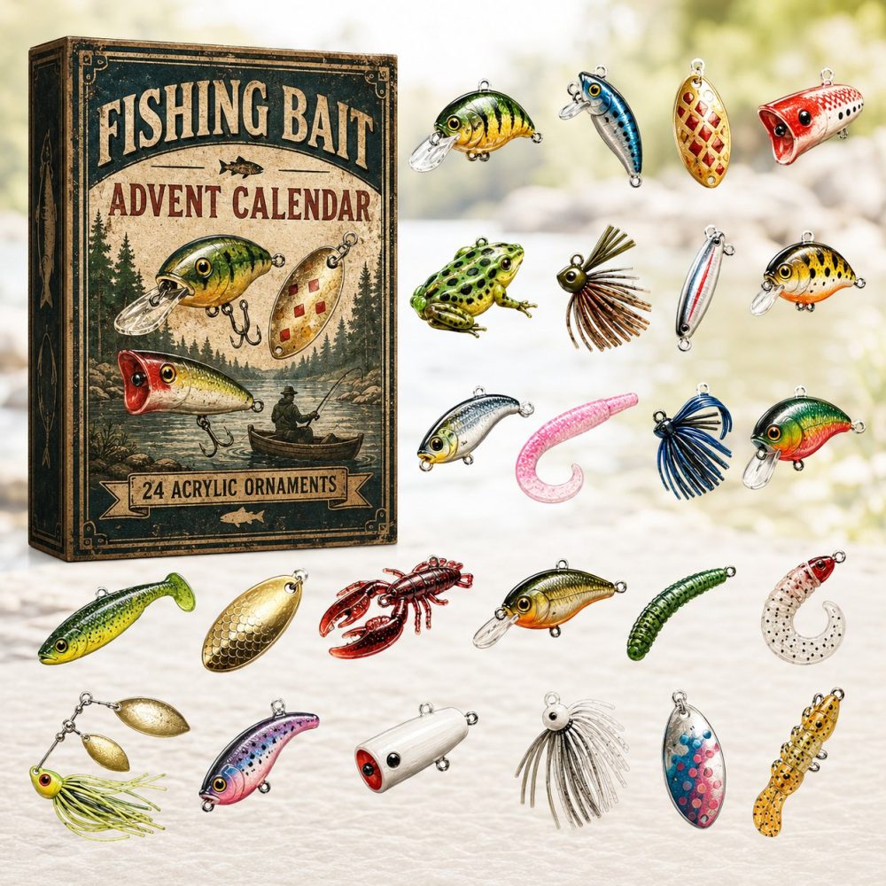 Ultimate Fishing Bait & Tackle 2026 Advent Countdown - 24-Day Acrylic Charms Kit For Anglers, Lures & Tackle Gifts
