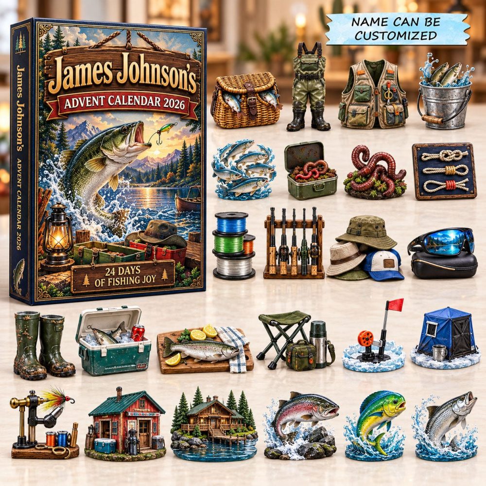 Fishing Joy 2026 Holiday Countdown — 24-Day Fisherman Advent Calendar With Acrylic Fishing Charms, Perfect Gift For Anglers