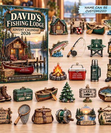 Fishing Lodge Holiday Advent Calendar 2026 — 24-Day Acrylic Charm Collection For Cabin Decor & Angler Gifts