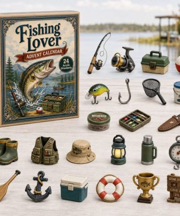 Lakeside Fishing Advent Countdown 2026 — 24-Day Angler Gift With Authentic Acrylic Fishing Charms, Perfect For Dad & Outdoorsy Folks