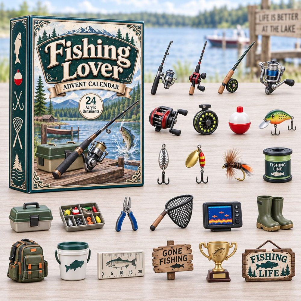 2026 Fishing Lover Advent Countdown - 24-Day Tackle & Fish Acrylic Charm Calendar, Great Gift For Anglers, Fishermen And Outdoorsmen