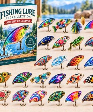 Fishing Lure Advent Calendar 2026 — 24-Day Collector Lure Acrylic Charms, Angler Countdown Gift With Display Board