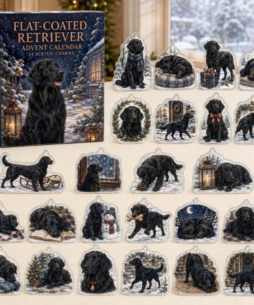 Flat-Coated Retriever Holiday Charm Calendar — 24 Glossy Acrylic Ornaments, Delightful Advent Gift For Retriever Enthusiasts