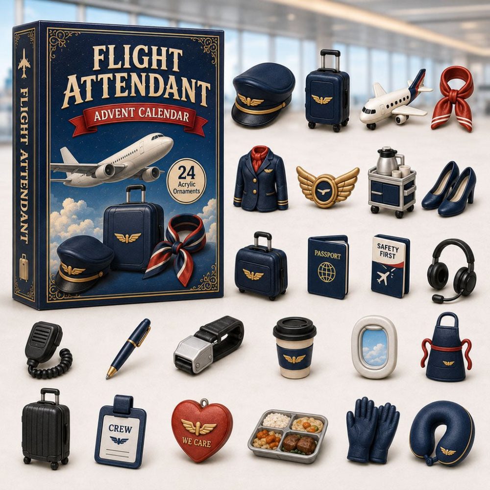 Flight Attendant 2026 Advent Calendar — 24-Day Countdown With Aviation Acrylic Charms, Ideal Gift For Cabin Crew