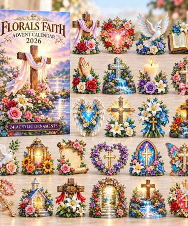 Floral Christian Faith 2026 Advent Countdown — 24-Day Floral Faith Advent Calendar With Acrylic Charms, Inspirational Christian Gift
