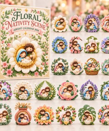 Floral Nativity Garden Countdown 2026 — 24-Day Advent Calendar With Flower & Nativity Acrylic Charms, Elegant Christmas Gift
