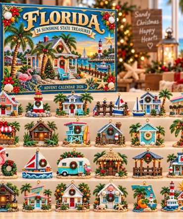 Florida Sunshine Holiday Countdown Calendar 2026 — 24 Beach-Themed Acrylic Charms, Tropical Christmas Gift & Coastal Ornaments