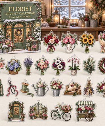 Florist 24-Day Bloom Countdown Calendar — 24 Acrylic Floral Charms, Charming Gift For Flower Lovers & Gardeners