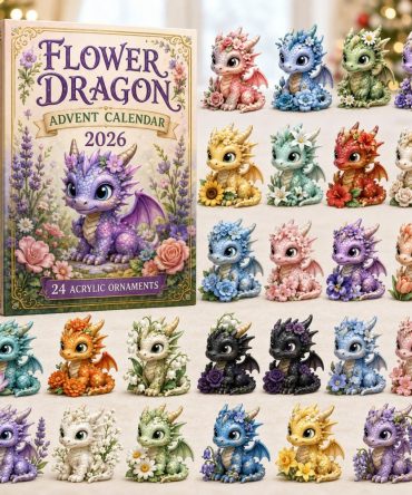 Floral Dragon Fantasy Countdown 2026 - 24-Day Acrylic Charm Advent Calendar Combining Flowers & Mythical Dragons